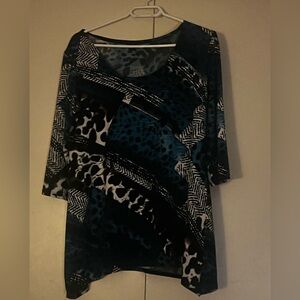🆓Women’s +  Animal Print Patchwork Top (minor flaws)